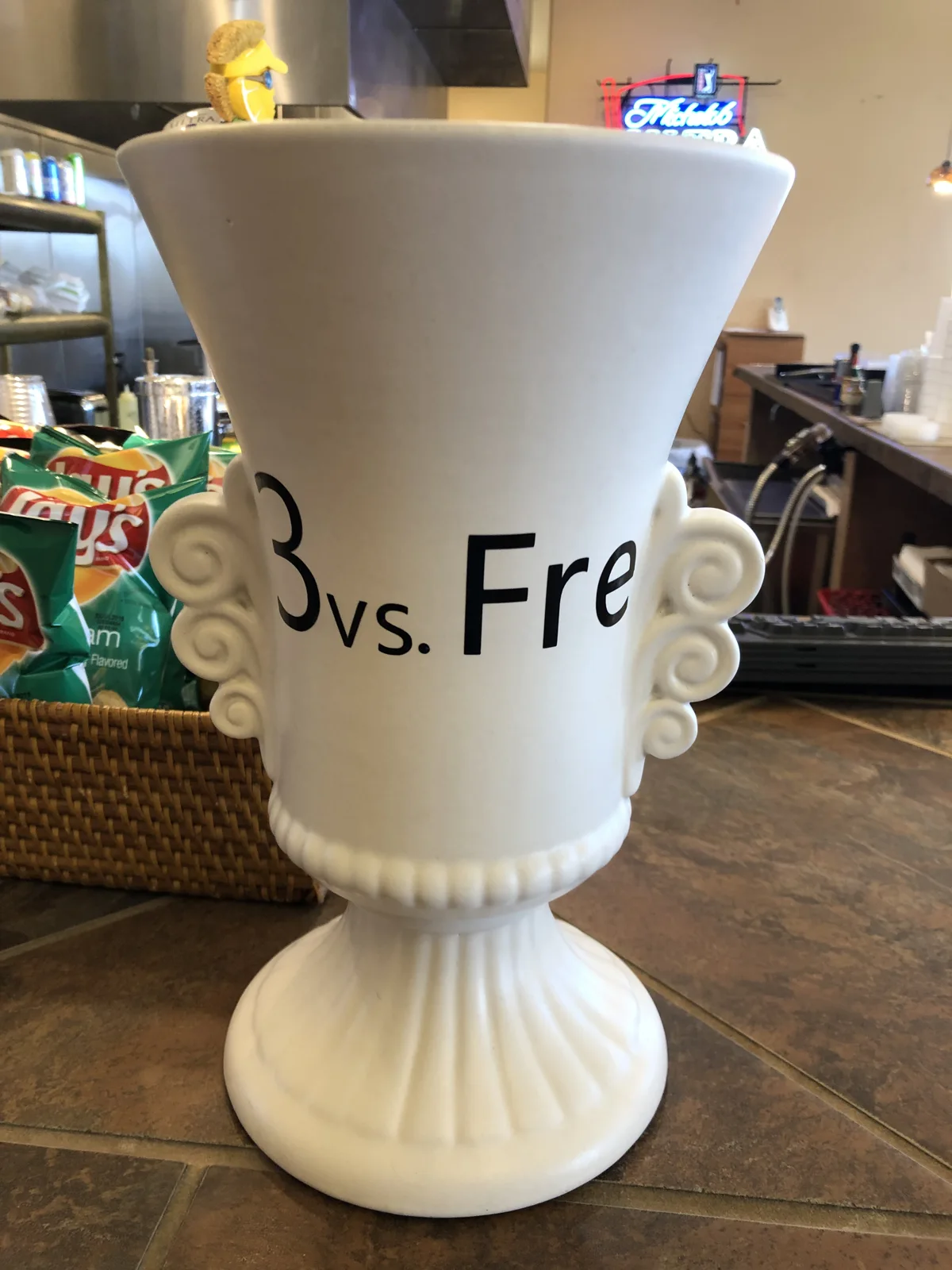 The large white 3 vs. Fre trophy