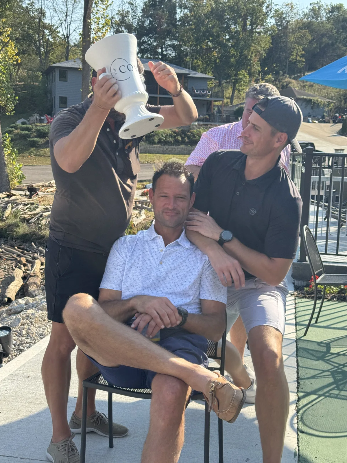 Another moment from the outdoor trophy celebration